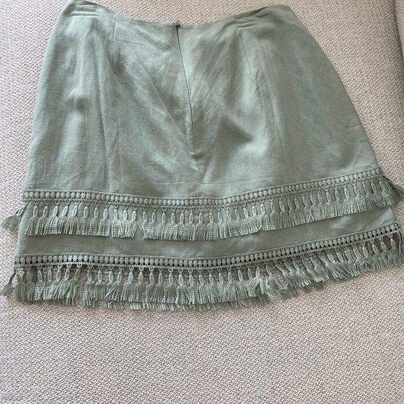 Lulus Sekera Sage Green Tassel Mini Skirt size medium - Picture 4 of 7